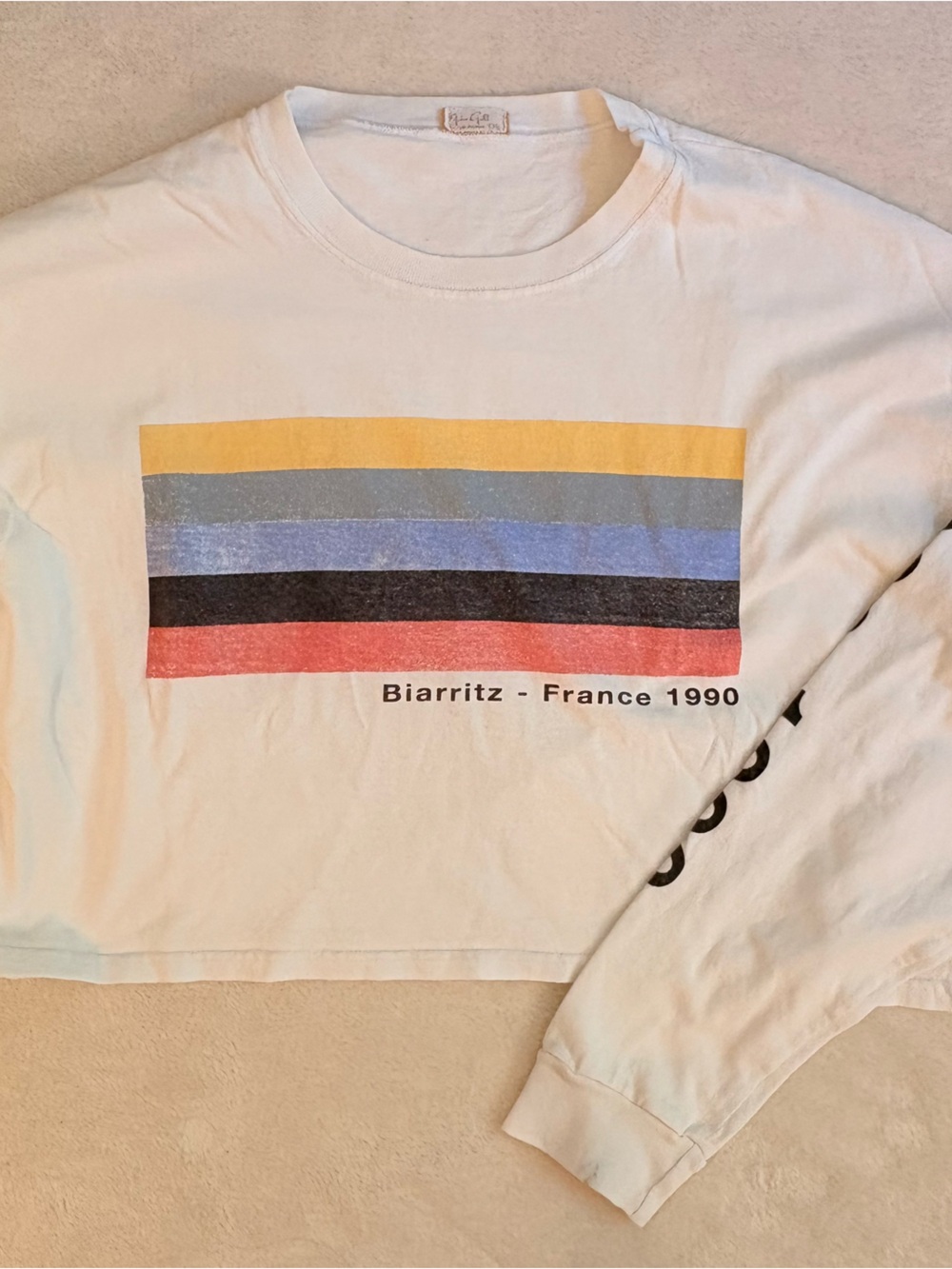 Brandy Melville John Gault Long Sleeve Crop Biarritz France T-Shirt One Size